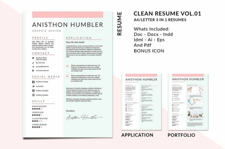 View Information about A4 & Letter Clean Resume Template