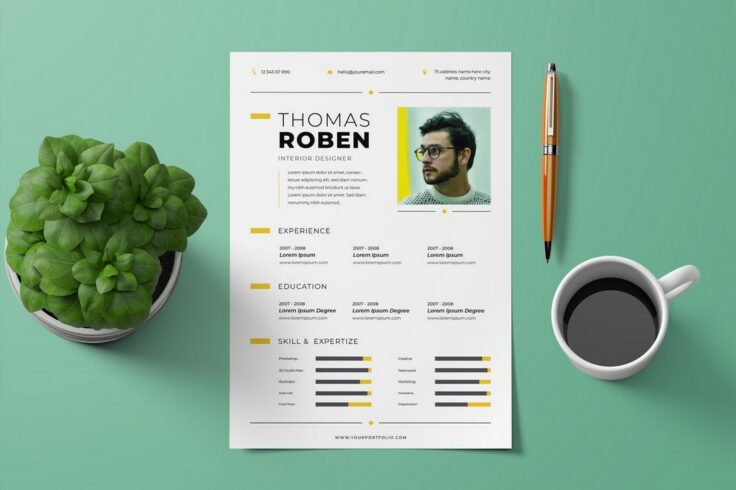 View Information about Yellow Highlight CV Template