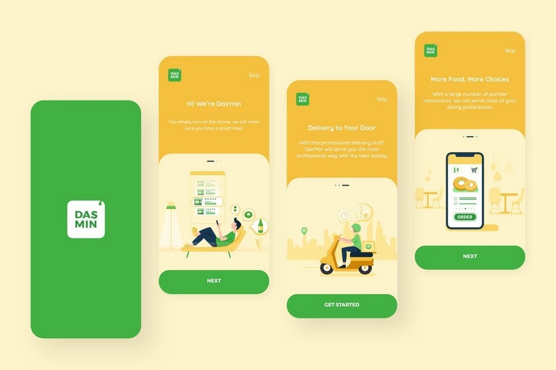Food Delivery Mobile App Onboarding UI Screens