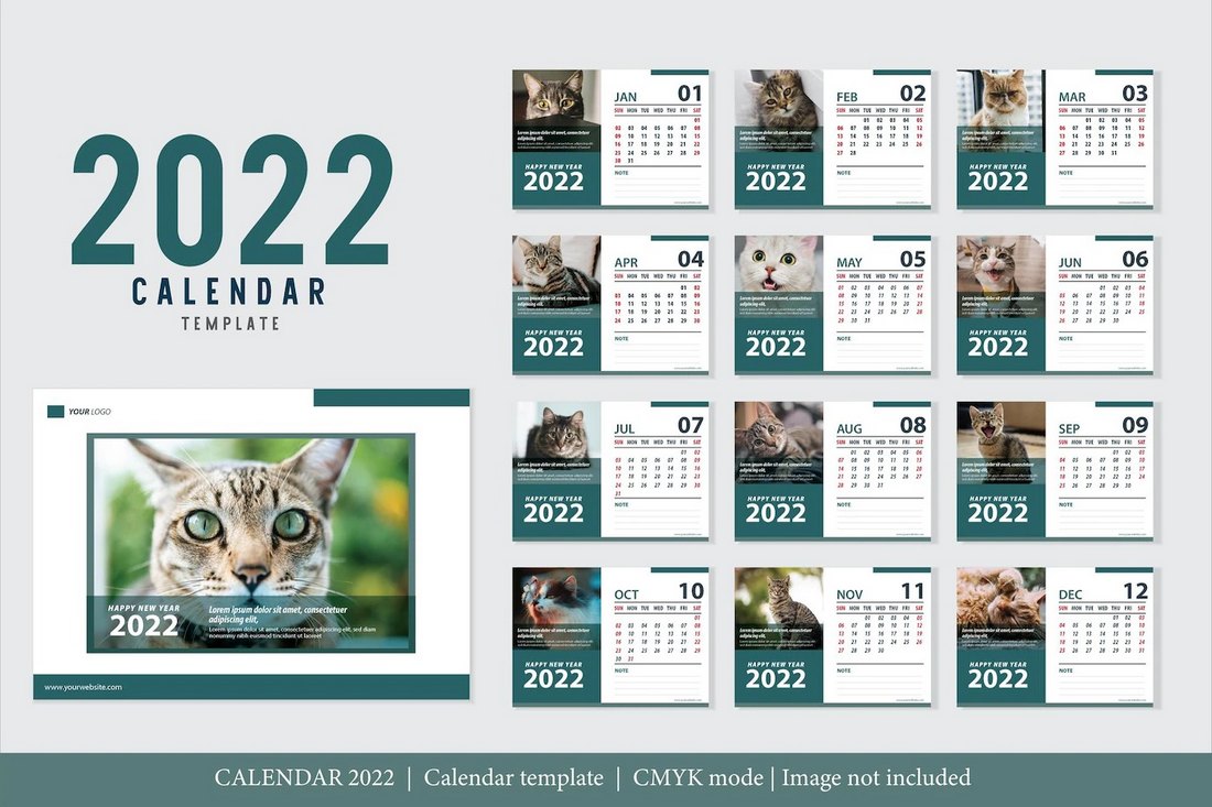 Free 2022 Desk Calendar Template EPS