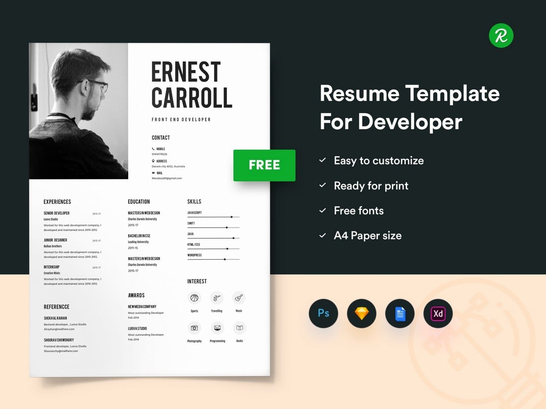 Free Creative Resume Template for MS Word
