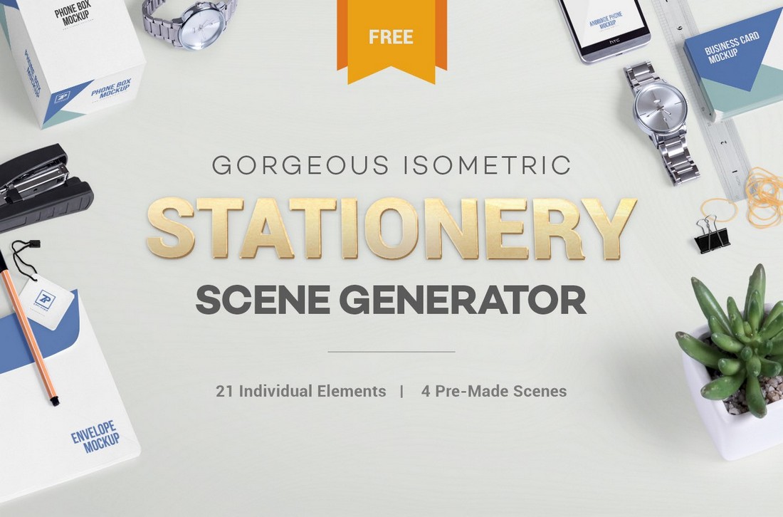 Free Stationery Mockup Scene Generator