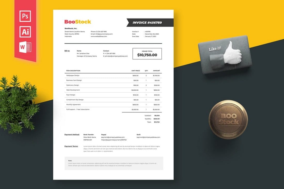Illustrator Invoice Template for Small Businesses