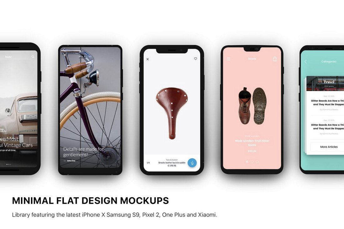 Minimal Flat Design Smartphones Mockup