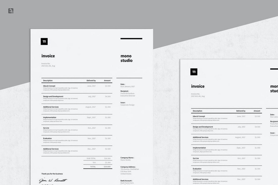 Minimal Invoice Template For InDesign