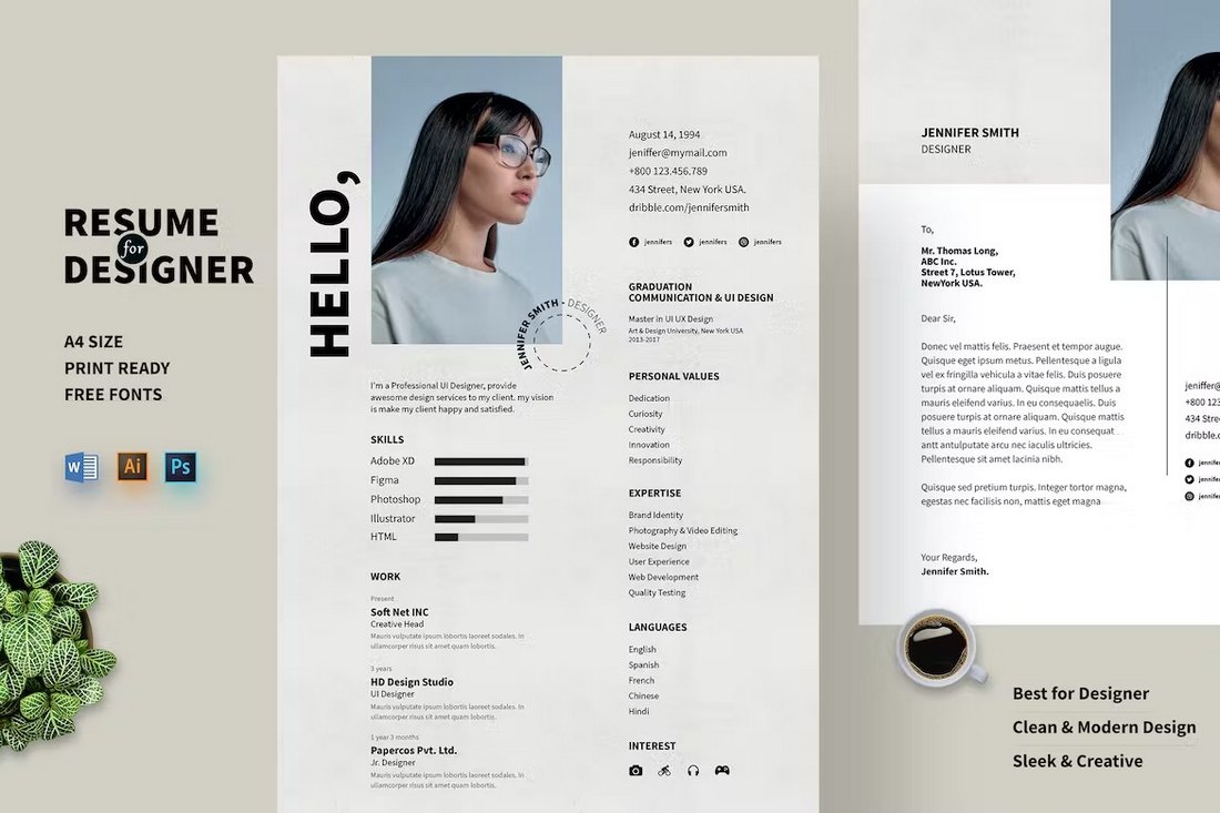 Minimal Resume Template for Designers