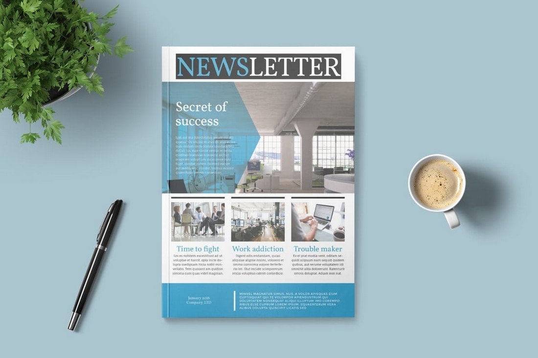 Modern Corporate InDesign Newsletter Template