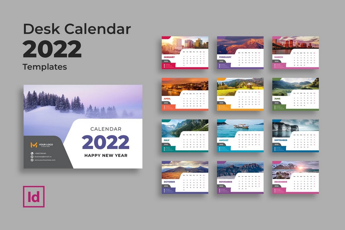 Multipurpose Desk Calendar Template for InDesign