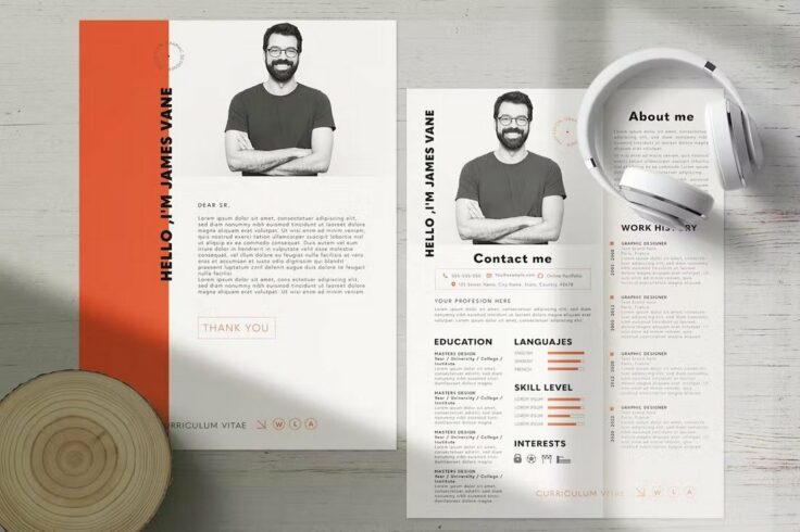 View Information about Bold Orange Photo Resume Template