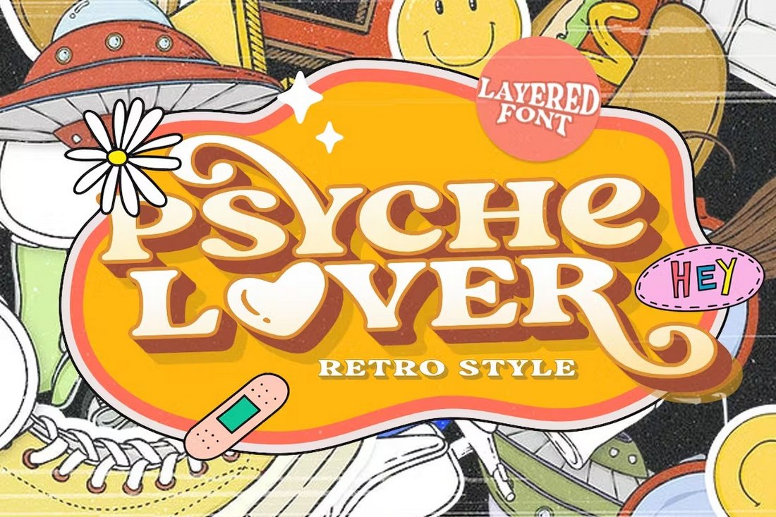 Psyche Lover - Layered Retro Psychedelic Font