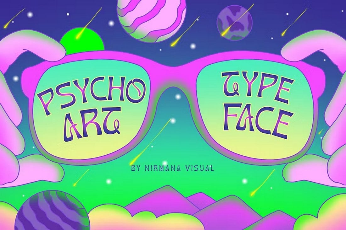 Psychoart Typeface - Psychedelic 70s Font