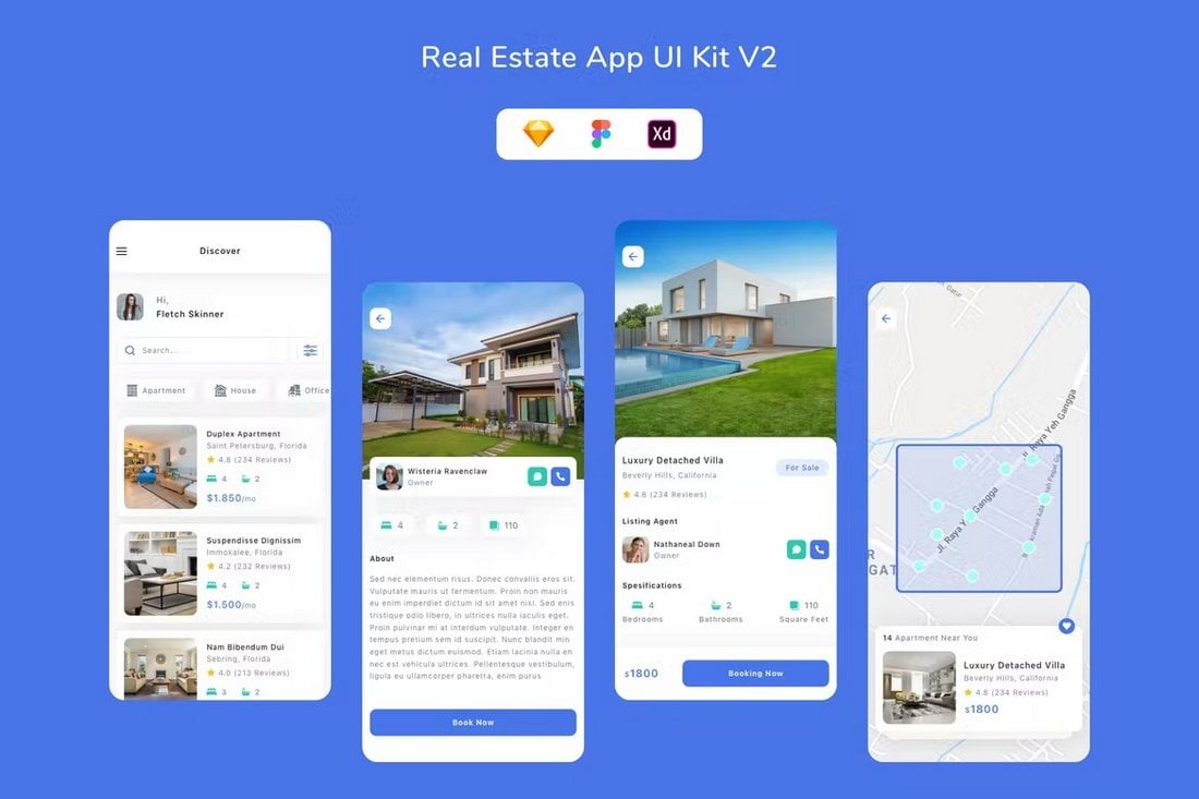 Real Estate App UI Design Template Kit