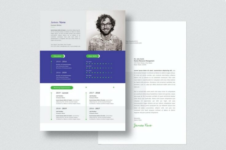 View Information about Green & Purple Resume Layout