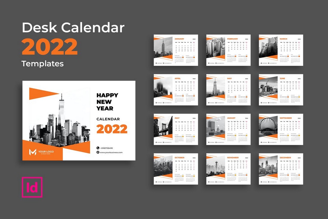 Simple Business InDesign Desk Calendar Template