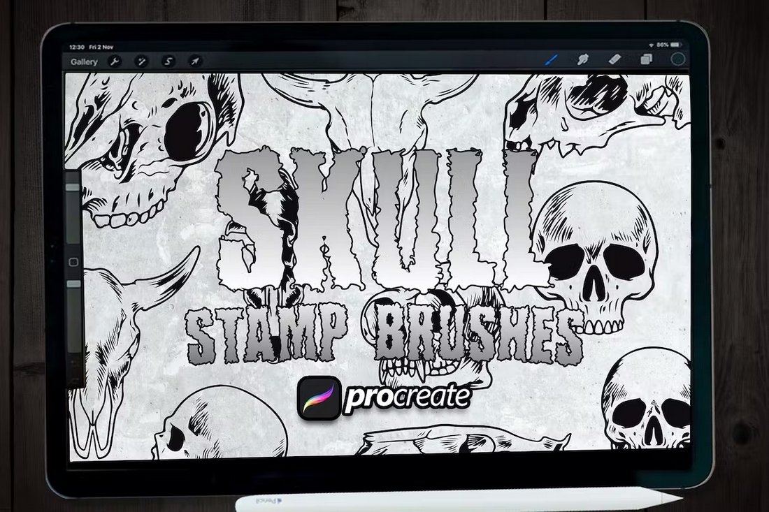 Tattoo Style Skull Stamp Brushes for Procreate