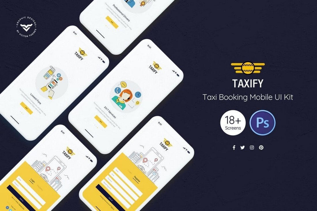 Taxify - Taxi Booking App UI Kit