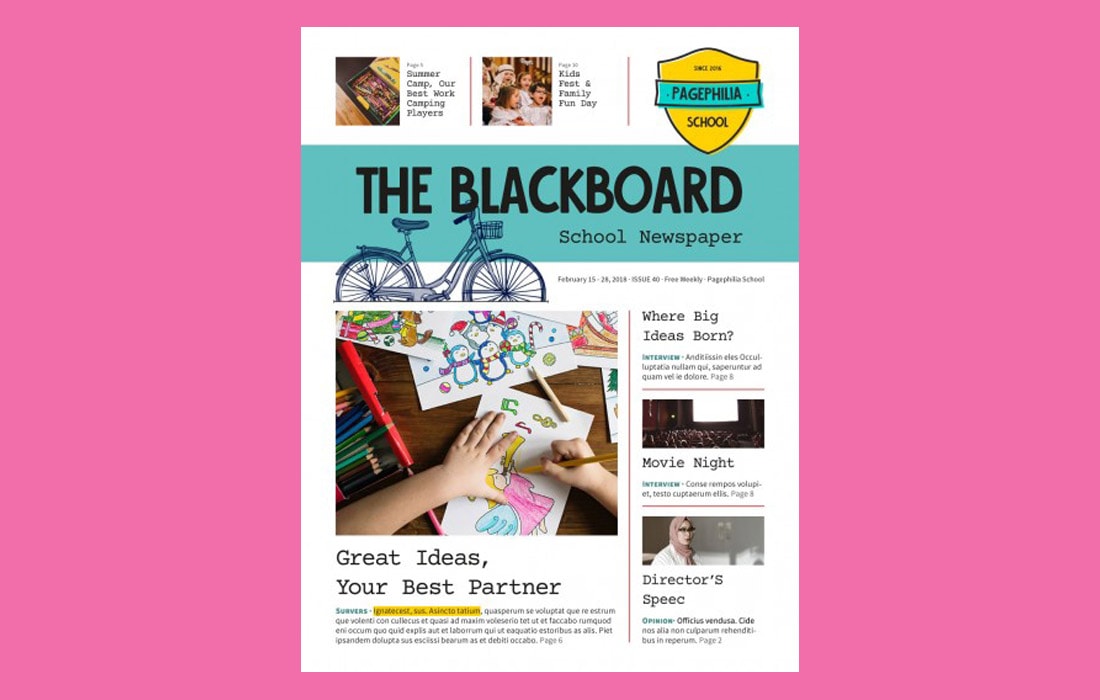 The Blackboard - Free School Newsletter Template 2